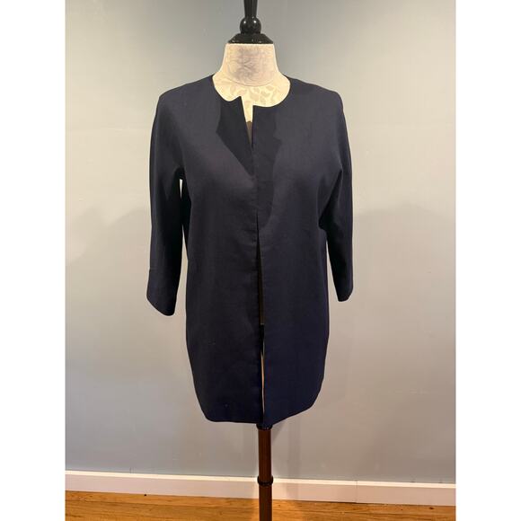 Talbots Jackets & Blazers - Talbots “Jackie Fit” Navy Long Open-Front Jacket – Size 12 (NWT)